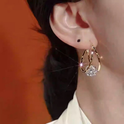 Zyra Double Hoop Earrings | Gold-Toned with Zirconia Sparkle, Lightweight Design 4