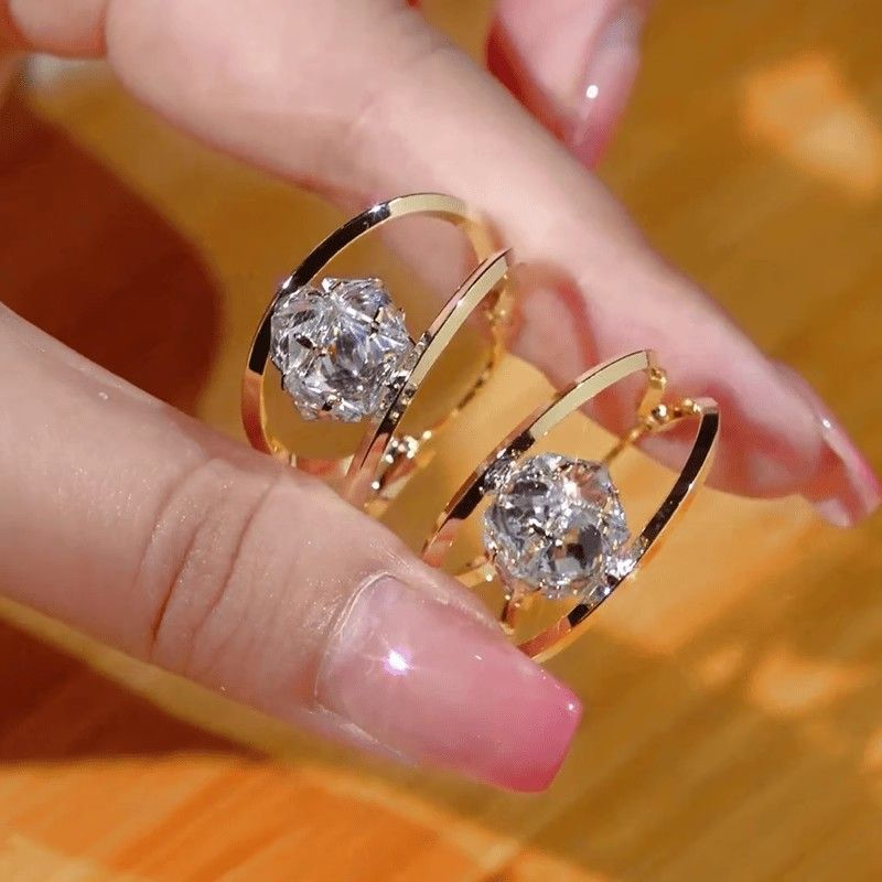 Zyra Double Hoop Earrings | Gold-Toned with Zirconia Sparkle, Lightweight Design 6