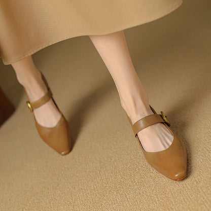 Calvea — Genuine Leather Mary Jane Pumps with Cushioned Insole