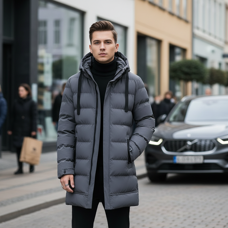 BlazeShield™ Mid-Length Hooded Puffer — Conquer Winter with Unstoppable Warmth and Bold Confidence