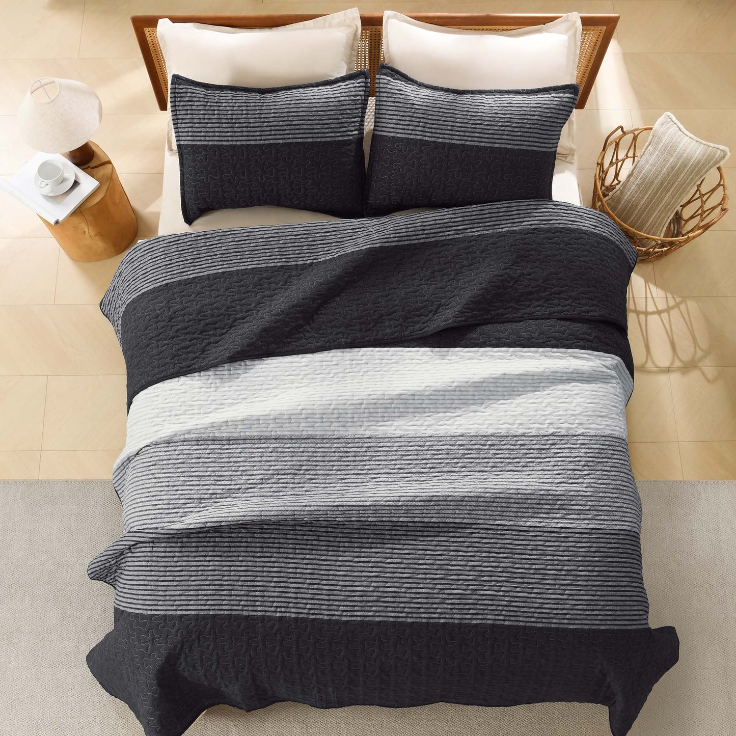 ShadowVeil™ Stripe Quilt Set — Unleash Bold Style and Year-Round Cloudlike Comfort