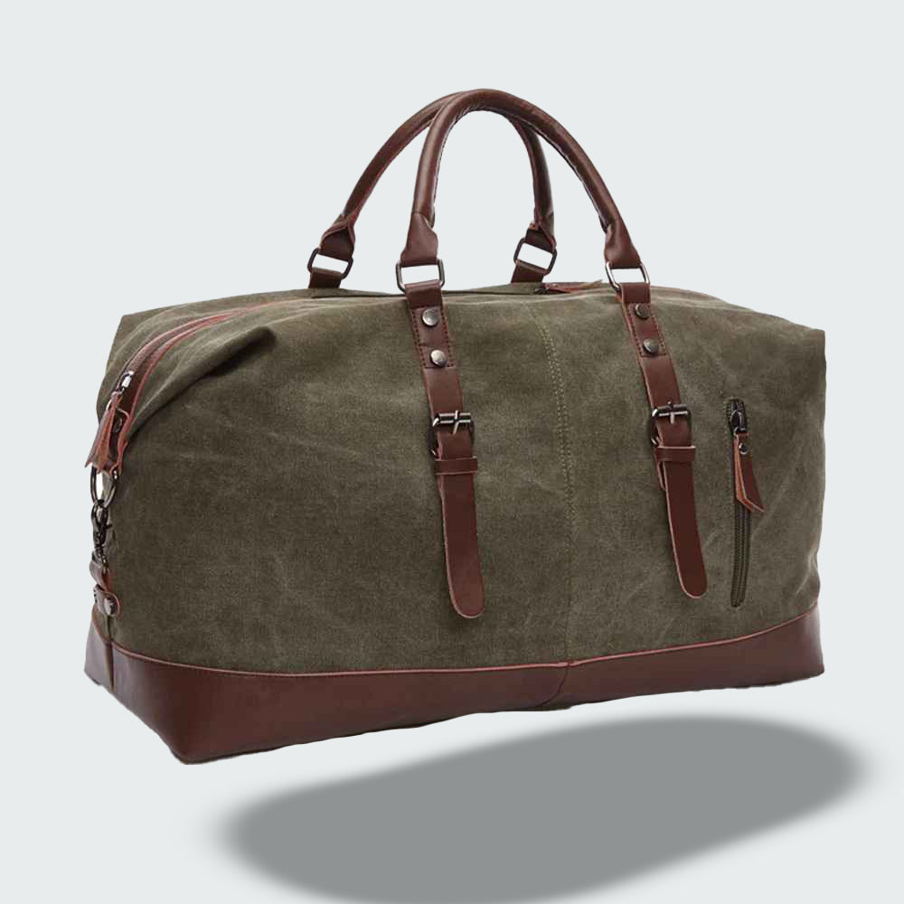 Mala de Viagem Jalen — Bolsa Duffle de Lona Encerada Durável com Alças de Couro