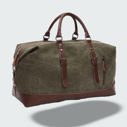 Mala de Viagem Jalen — Bolsa Duffle de Lona Encerada Durável com Alças de Couro