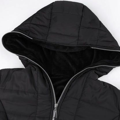 🔥❄️HEISSER VERKAUF 51%🧥 Wexlora Damen Kapuzen-Mid-Length Wintermantel mit Plüschfutter