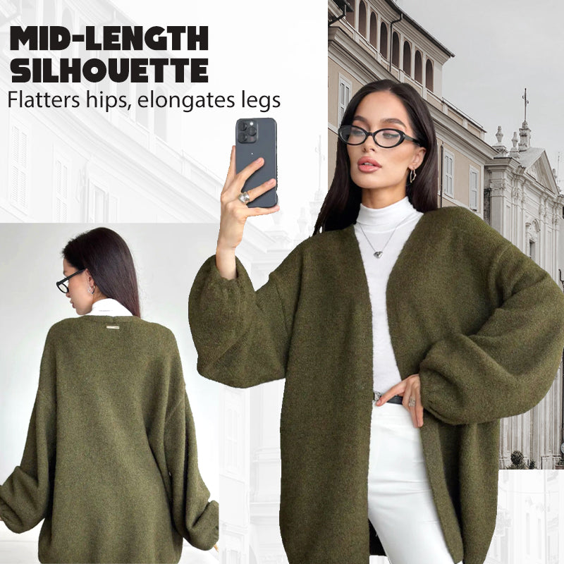 Alera — Women's Oversized Knit Cardigan with V-Neck Lounge Fit