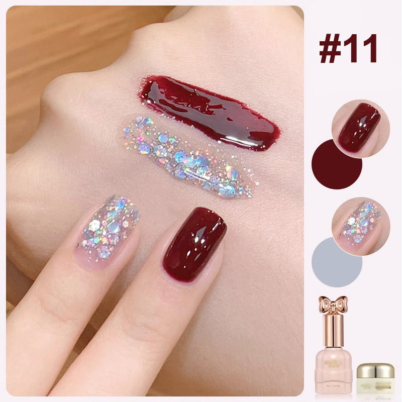 Duo de vernis à ongles Liora — Ensemble de vernis pailleté bicolore avec brillance longue durée