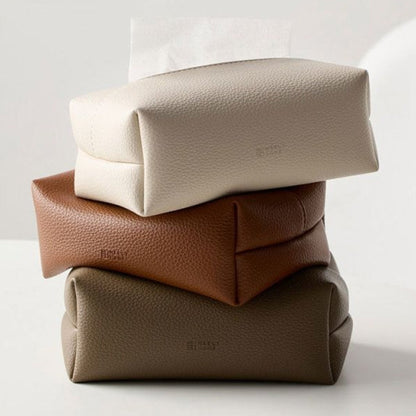 Savren — Pebbled Faux Leather Tissue Holder with Sleek Design