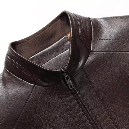Varenzo — Men’s Genuine Leather Jacket with Warm Plush Lining