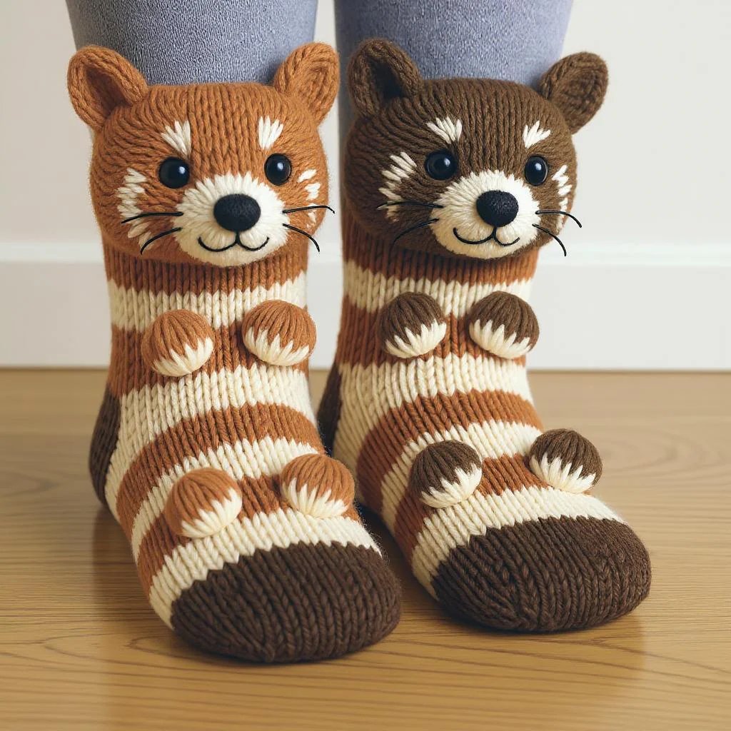 Faelina — Chaussettes en coton 3D animaux douillettes avec confort respirant