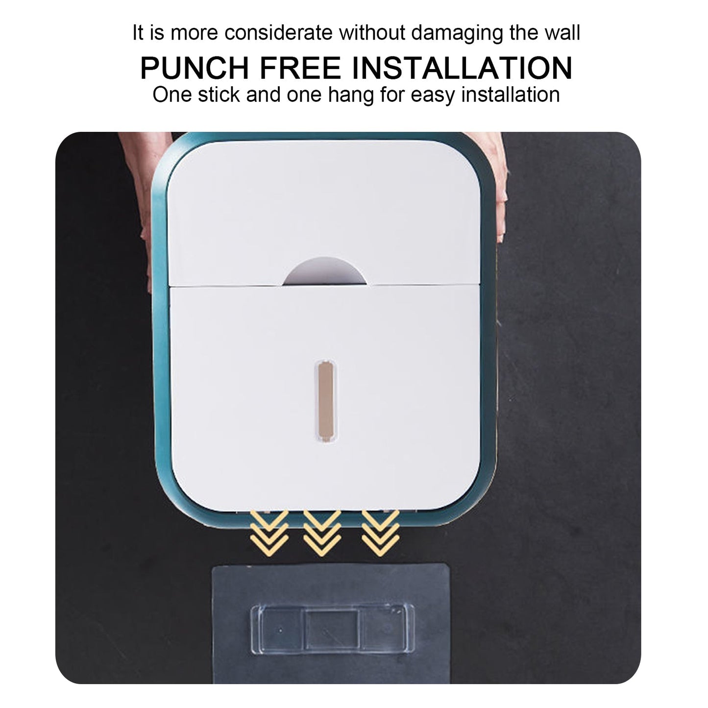 Liora — Punch-Free Wall-Mount Toilet Paper Holder with Storage Shelf