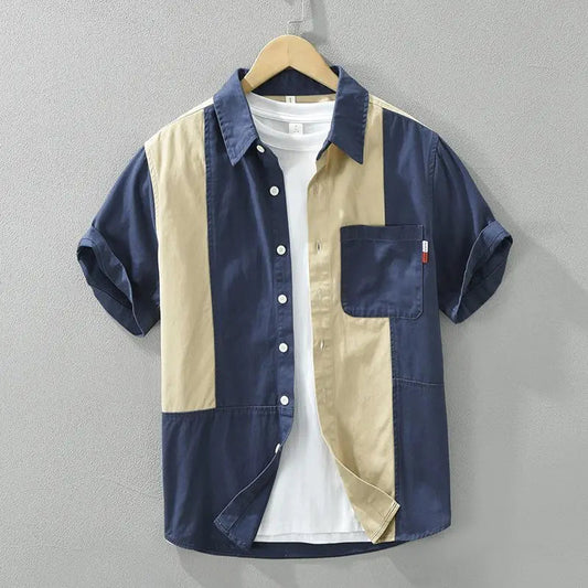 Ardenis — Breathable Cotton Blend Short Sleeve Shirt with Patch Pocket