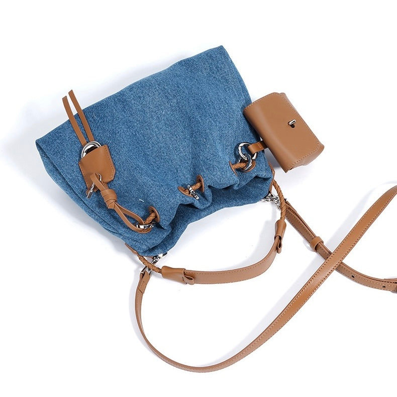 Kieranza — Women's Genuine Leather Denim Patchwork Hobo Bag