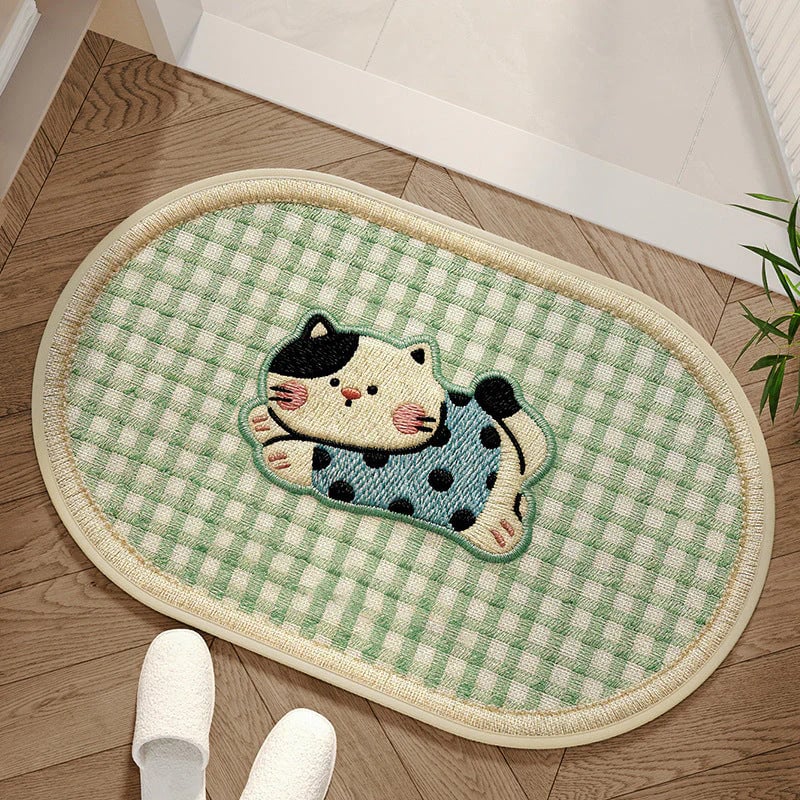 吸水性織りバスマット 滑り止め付き🐶🐱