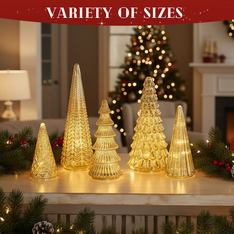 Norla — Hand-Blown Mercury Glass Christmas Trees with Warm LED Glow