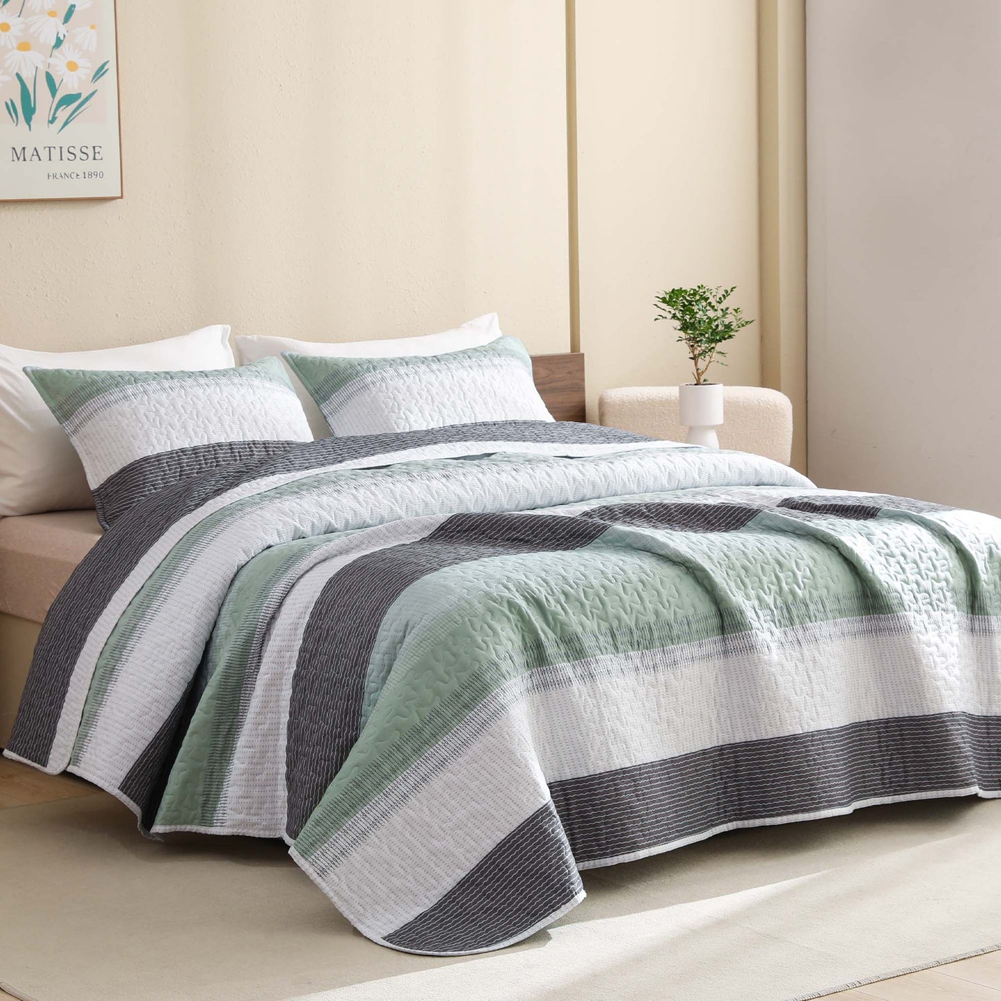 ShadowVeil™ Stripe Quilt Set — Unleash Bold Style and Year-Round Cloudlike Comfort