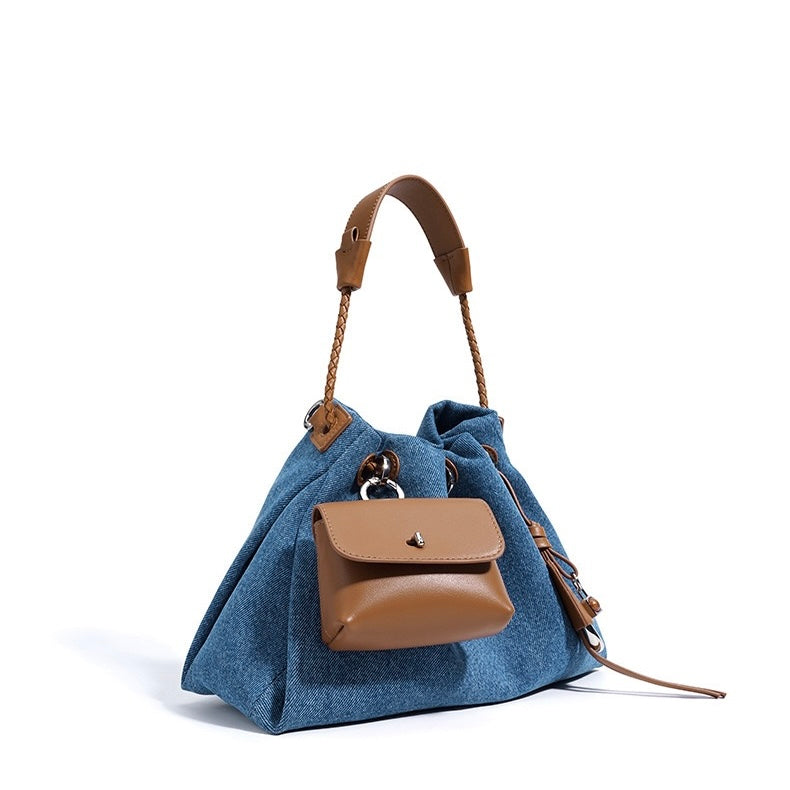Kieranza — Women's Genuine Leather Denim Patchwork Hobo Bag