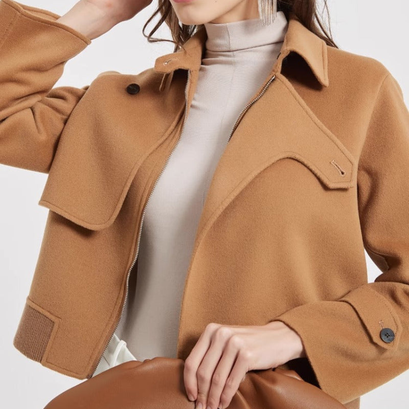 Liora Wool Jacket — Cropped Tailored Wool Coat with Structured Fit
