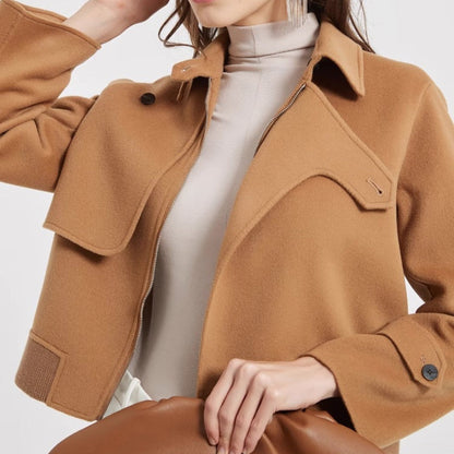 Liora Wool Jacket — Cropped Tailored Wool Coat with Structured Fit