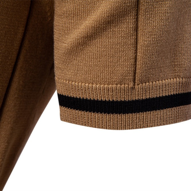 Lurence — Herren Stretch Viskose Polohemd mit Strickstruktur und Reißverschluss