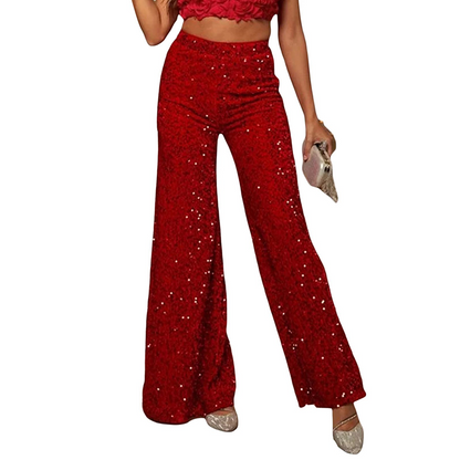 Liora — Women's Sequin Wide-Leg Pants with High-Waist Fit