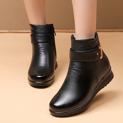 Women's Metal Buckle Leather Waterproof Boots 30$ TODAY ONLY