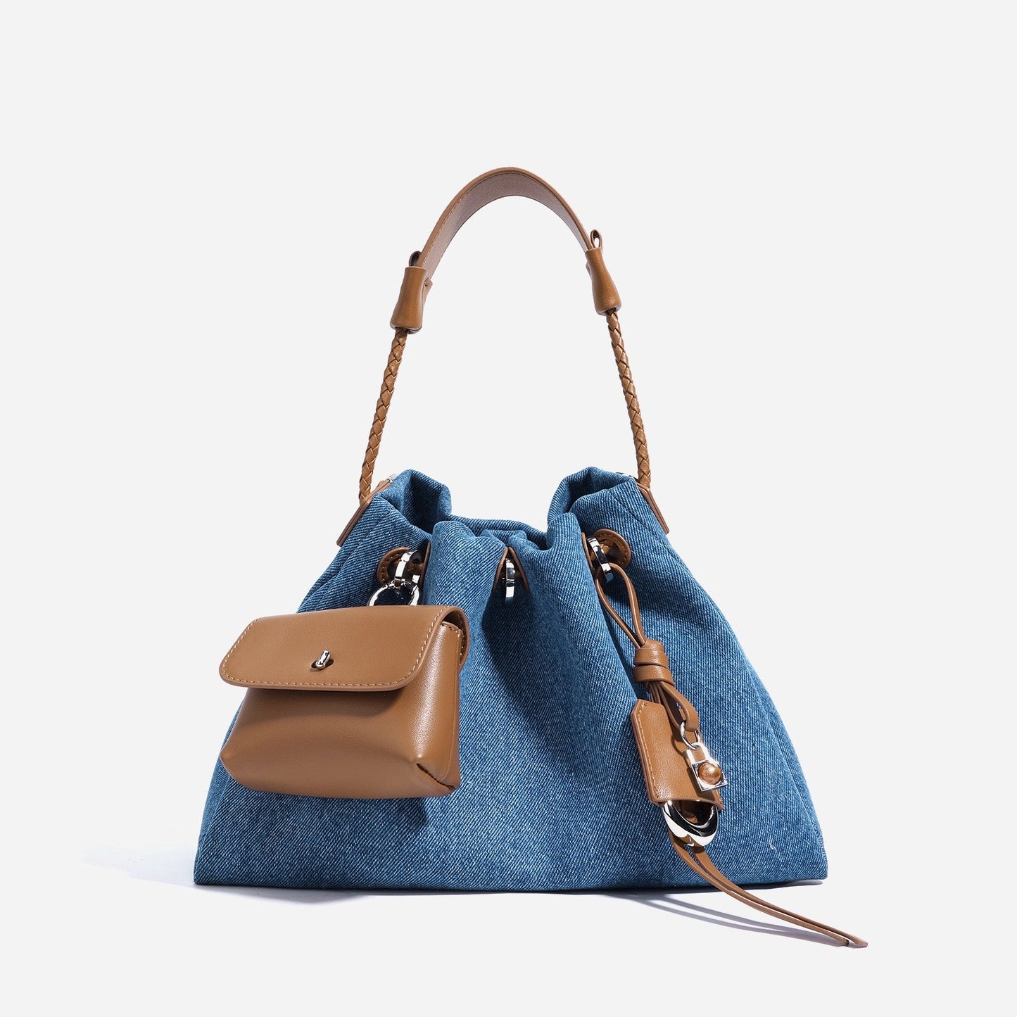 Kieranza — Women's Genuine Leather Denim Patchwork Hobo Bag