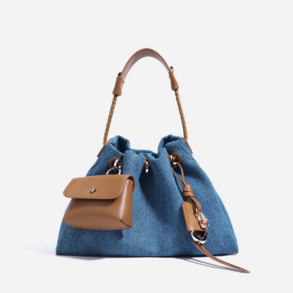 Kieranza — Women's Genuine Leather Denim Patchwork Hobo Bag