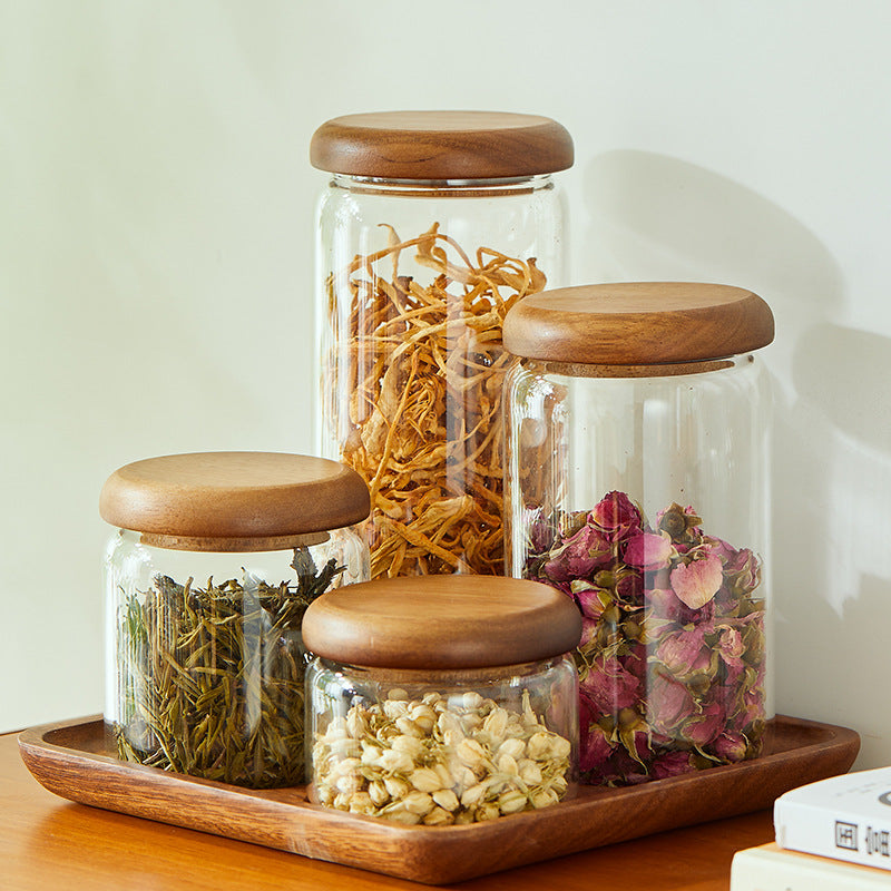 Set de bocaux de cuisine en verre Acacia™ — Transformez votre garde-manger en un sanctuaire frais et élégant chaque jour