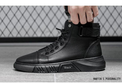 Varello — Men's Black Leather Business Casual Boots with Grip Sole