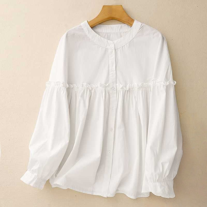 Liora Linen Shirt — Lightweight Collarless Shirt with Tailored Waist Seam