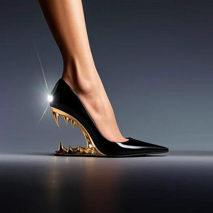Lunara Wolffang Heels — Sculpted Wolf Fang Heels with Cushioned Comfort