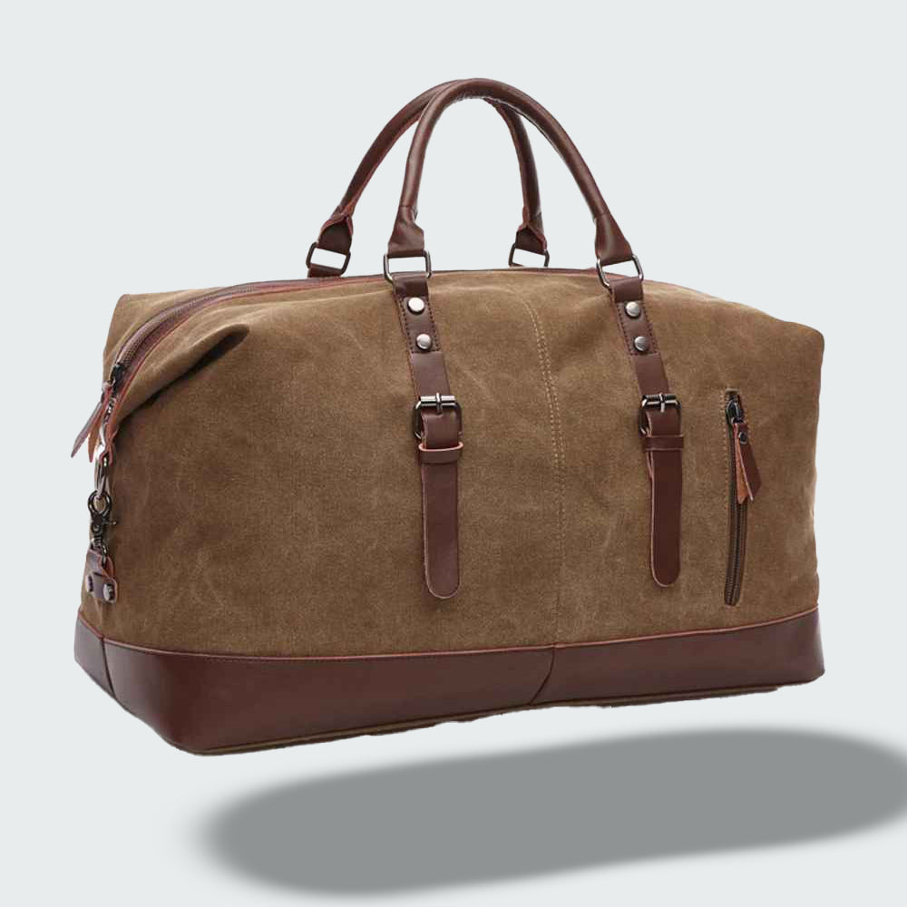 Mala de Viagem Jalen — Bolsa Duffle de Lona Encerada Durável com Alças de Couro