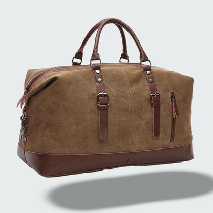 Mala de Viagem Jalen — Bolsa Duffle de Lona Encerada Durável com Alças de Couro