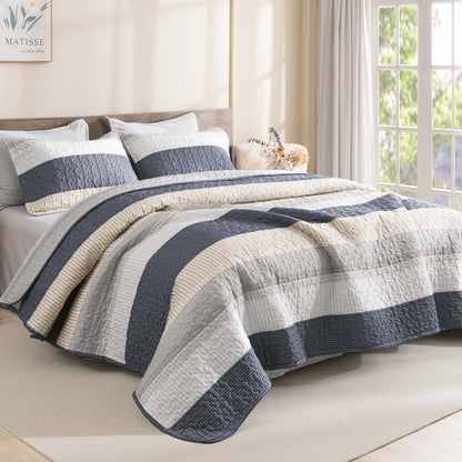 ShadowVeil™ Stripe Quilt Set — Unleash Bold Style and Year-Round Cloudlike Comfort