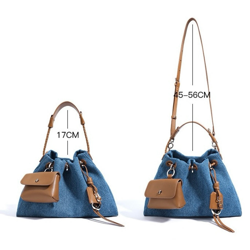 Kieranza — Women's Genuine Leather Denim Patchwork Hobo Bag