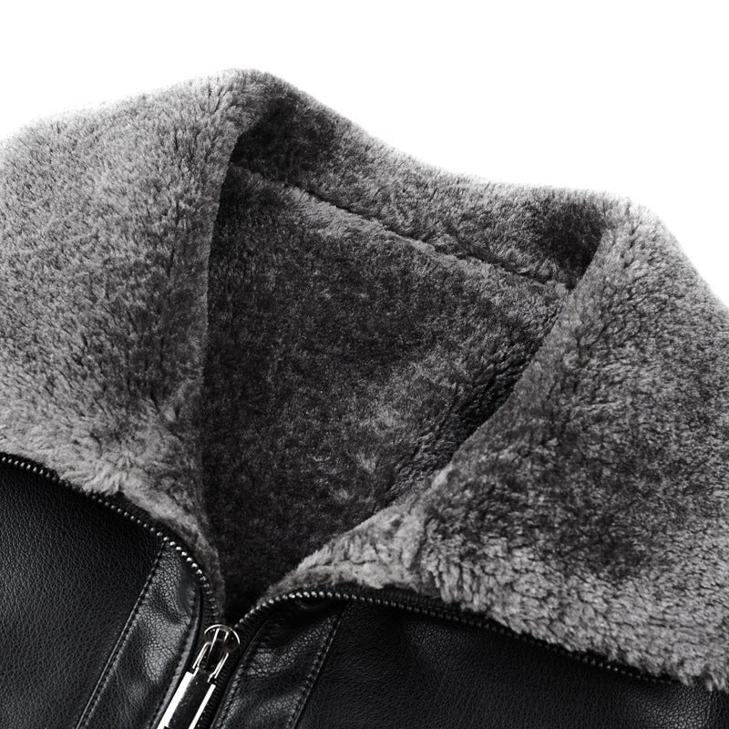 Ardeno — Herre læderjakke med shearling-krave