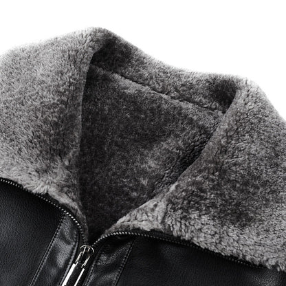Ardeno — Herre læderjakke med shearling-krave