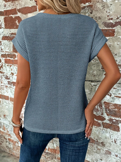 Liora Twist-Front Top — Women's Soft Waffle Knit Tee with Breathable Fit