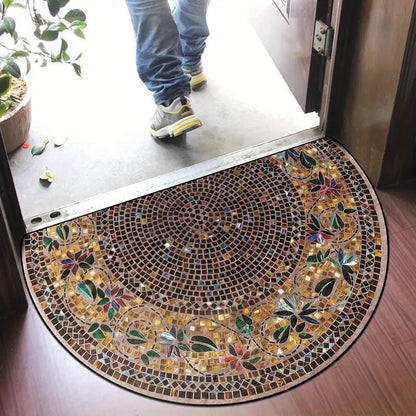 Liora — Boho félkör alakú csúszásmentes ajtószőnyeg puha, tartós szőnyeggel