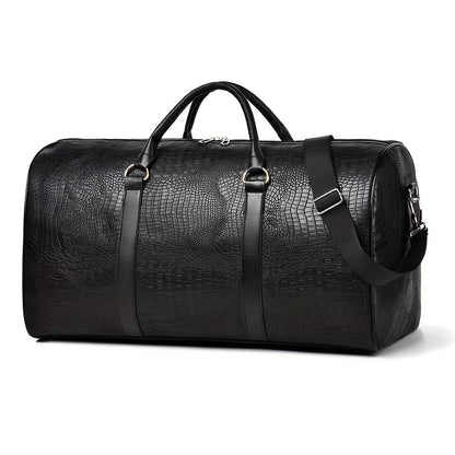 Zereno — Croc-Embossed Vegan Leather Weekender Duffle Bag