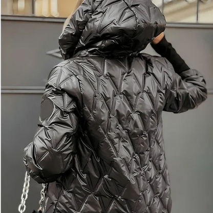 Liora — Dames Patchwork Katoenen Jas met Capuchon voor Wintercomfort