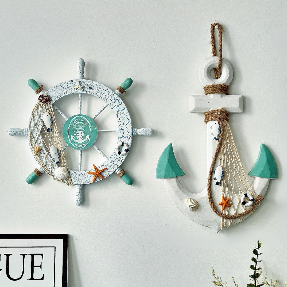 Arlow — Coastal Wood Wall Décor Set with Rope Accents