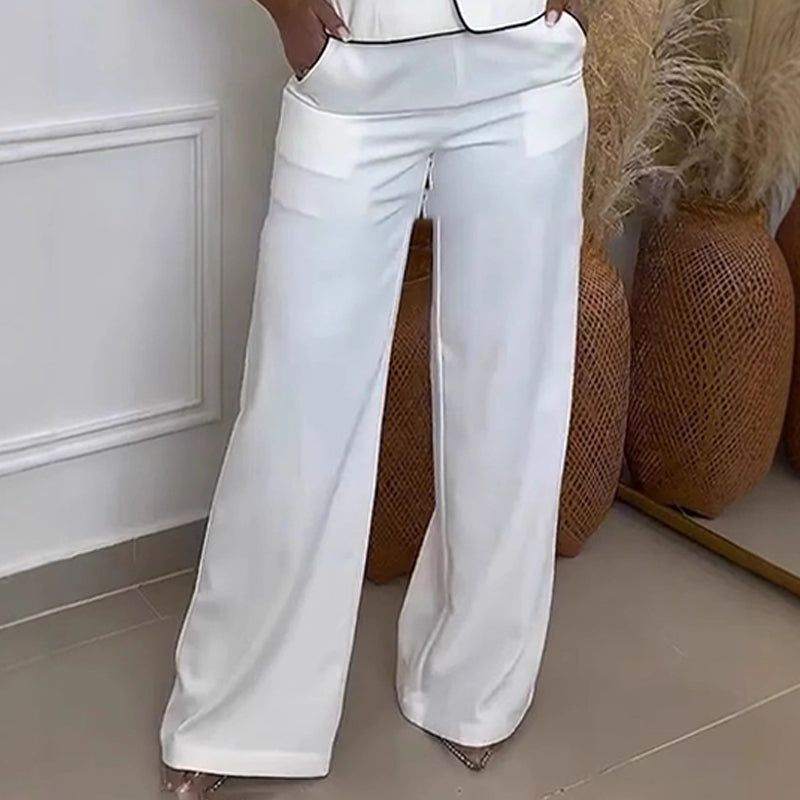 Marenna — Women’s One-Shoulder Crop Top and Wide-Leg Pants Set