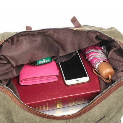 Mala de Viagem Jalen — Bolsa Duffle de Lona Encerada Durável com Alças de Couro