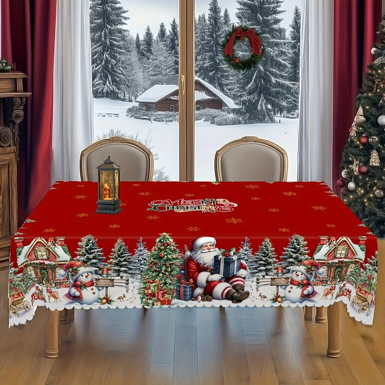 Sarellyn — Festive Christmas Tablecloth with Durable Polyester Fabric