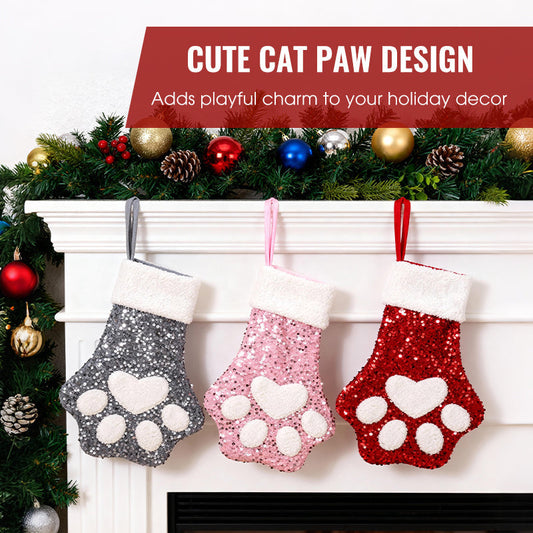 SequinCat Paw Stocking™ — Transform Your Holidays into a Dazzling, Irresistible Celebration