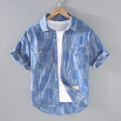 Lennox — Lightweight Cotton Blend Checkered Shirt with Chest Pockets