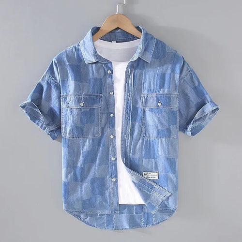 Lennox — Lightweight Cotton Blend Checkered Shirt with Chest Pockets