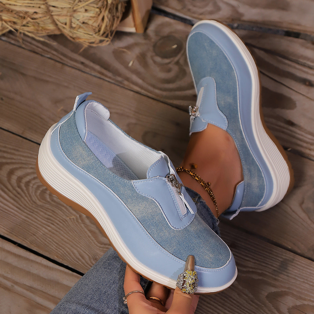 Malinor DenimSlip-On Shoes — Orthopedic Casual Comfort with Cushioned Sole