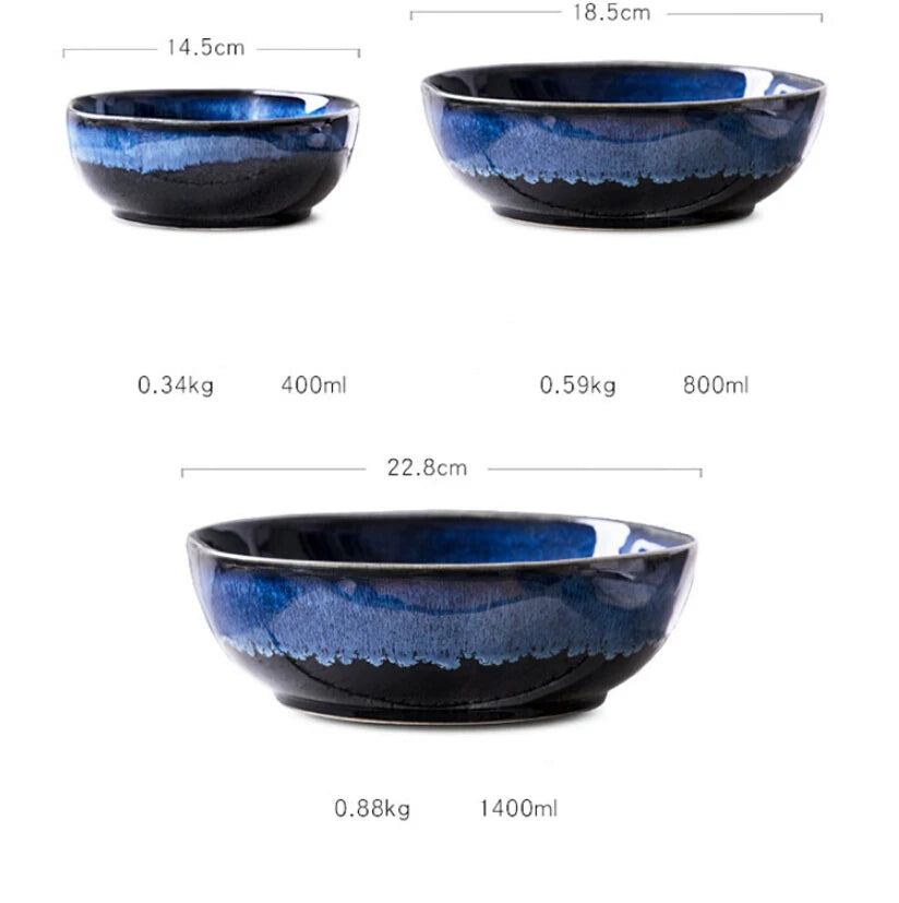 Kana Blaue Keramikschale — Robuste Porzellanschale mit Elegantem Japanischem Design
